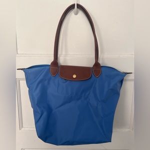 Longchamp Large Le Pliage Tote in cobalt nylon